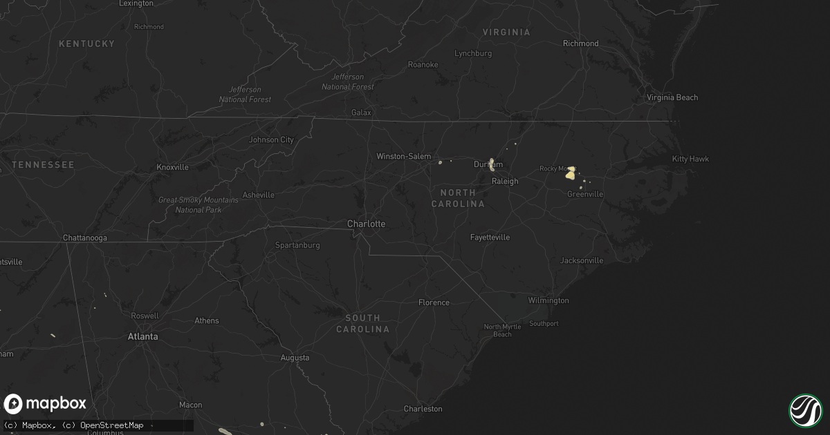 Hail map in North Carolina on July 19, 2015