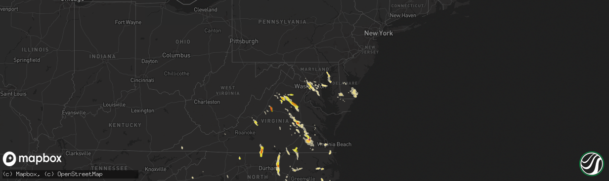 Hail map in Delaware on July 19, 2016
