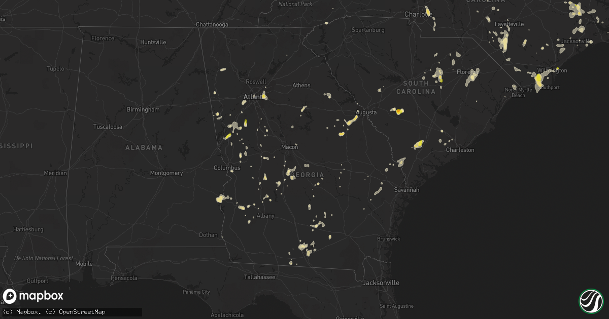 Hail map in Georgia on July 19, 2016