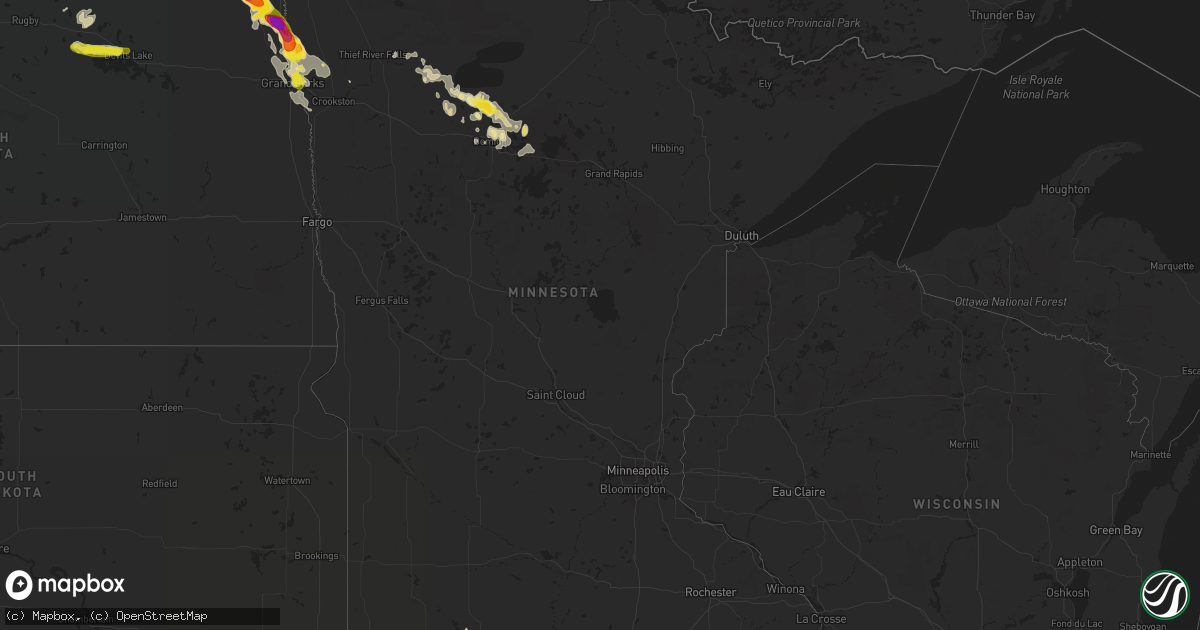 Hail map in Minnesota on July 19, 2016