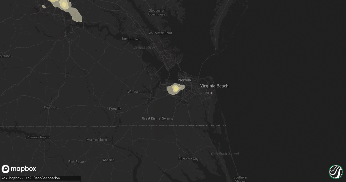 Hail map in Portsmouth, VA on July 19, 2016