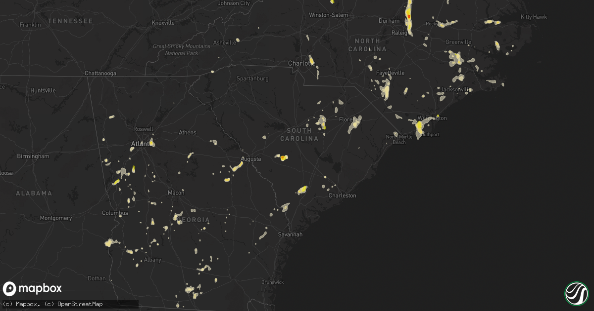 Hail map in South Carolina on July 19, 2016