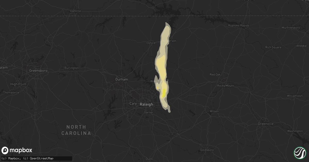 Hail map in Wake Forest, NC on July 19, 2016