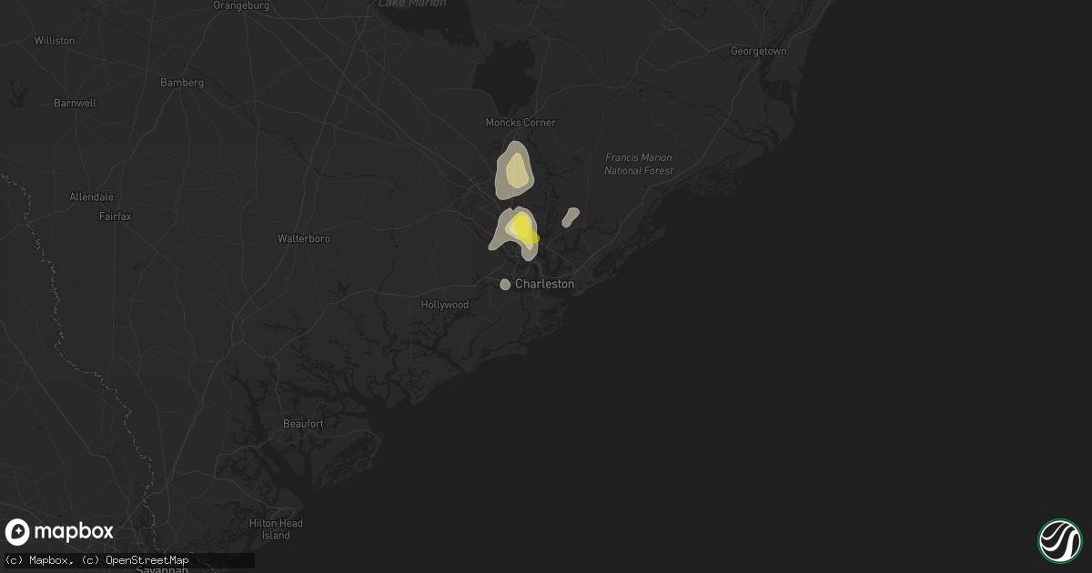 Hail map in Charleston, SC on July 19, 2017