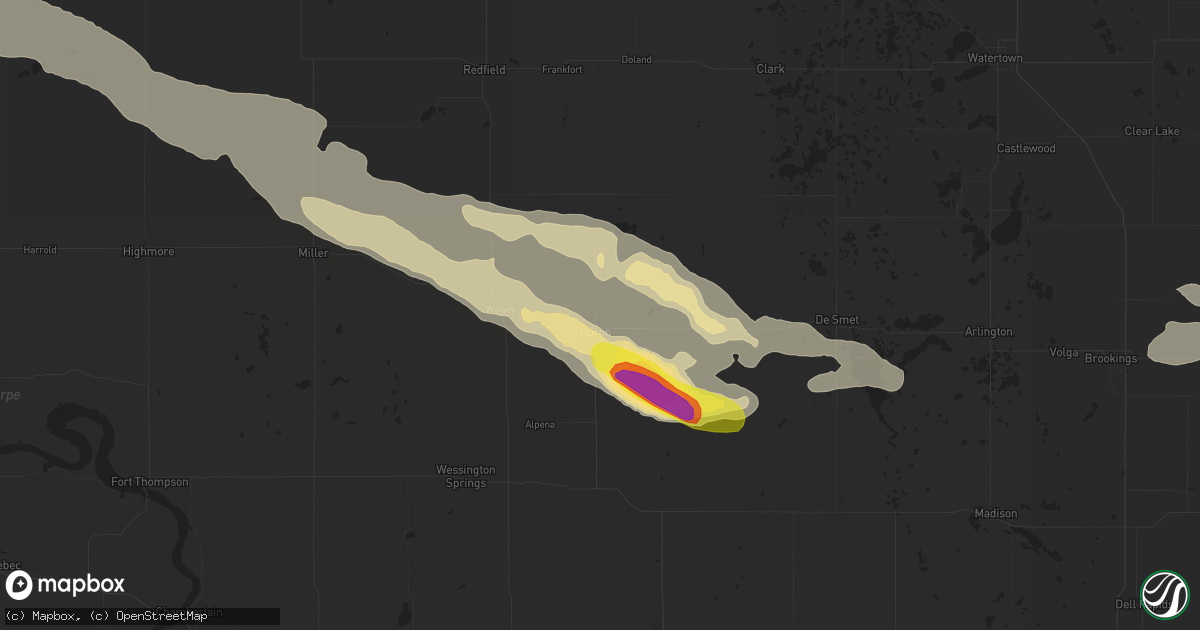 Hail map in Huron, SD on July 19, 2017