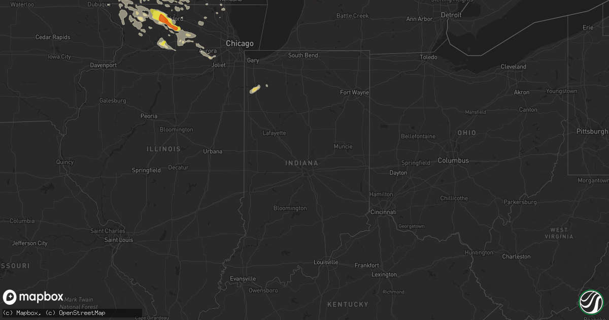 Hail map in Indiana on July 19, 2017