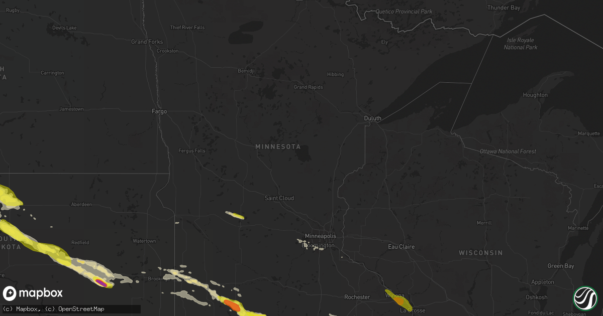 Hail map in Minnesota on July 19, 2017
