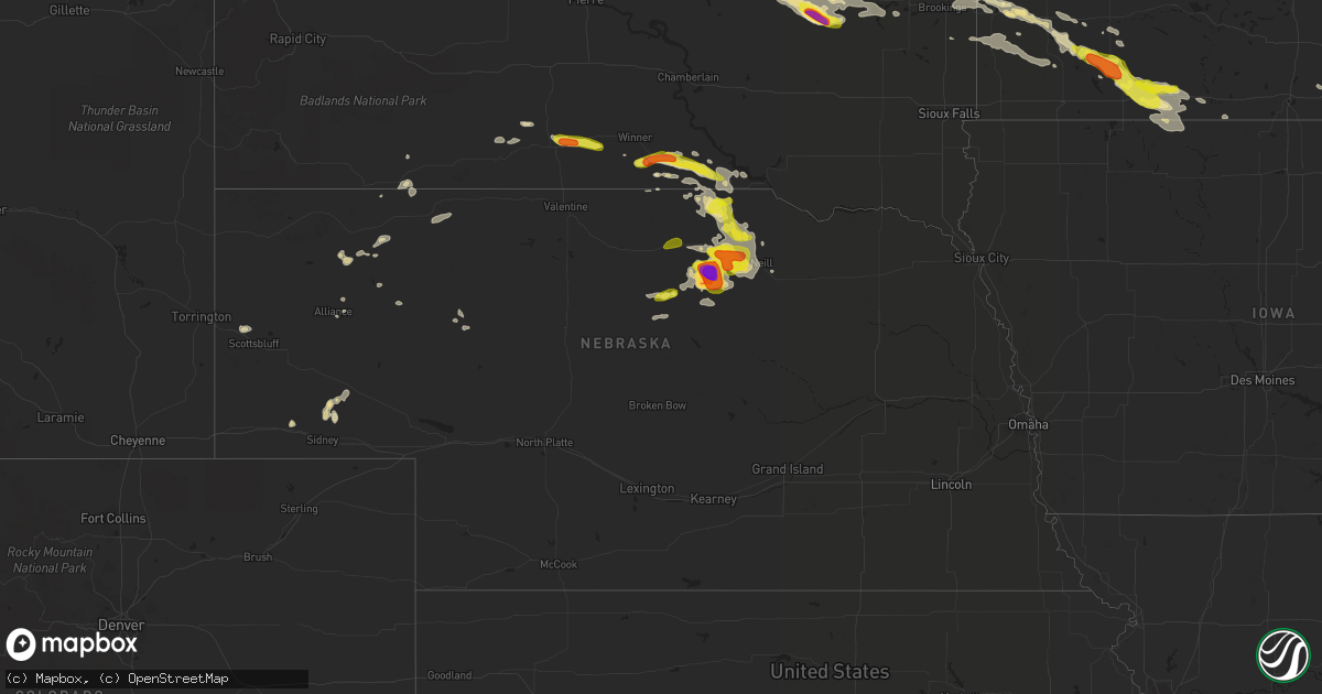 Hail map in Nebraska on July 19, 2017