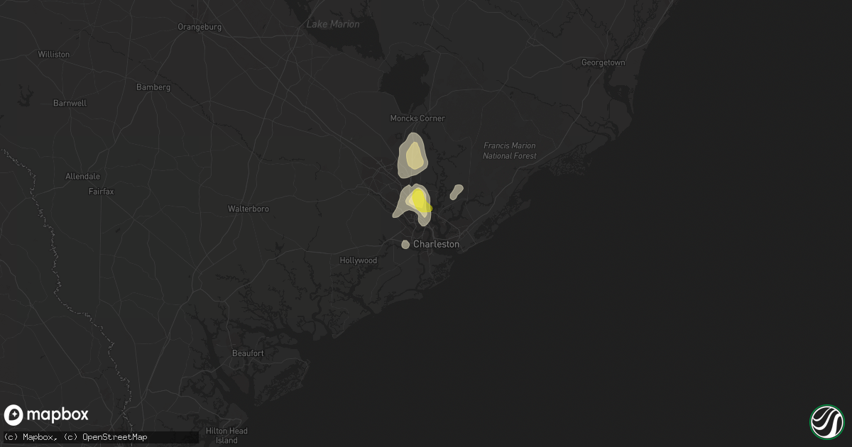 Hail map in North Charleston, SC on July 19, 2017