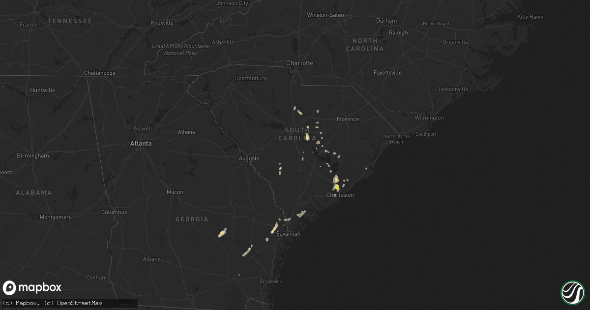 Hail map in South Carolina on July 19, 2017