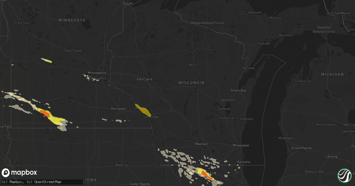 Hail map in Wisconsin on July 19, 2017
