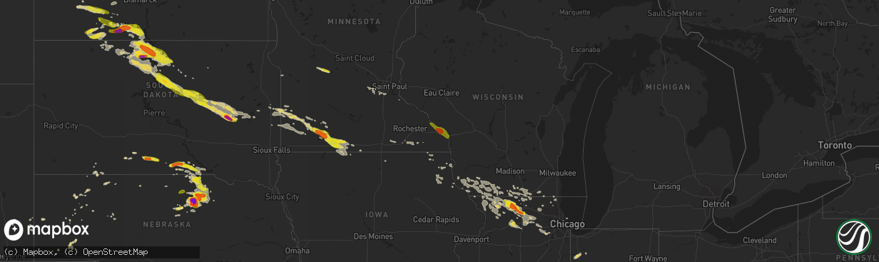 Hail map on July 19, 2017