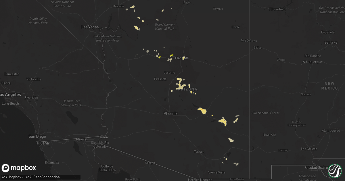 Hail map in Arizona on July 19, 2018
