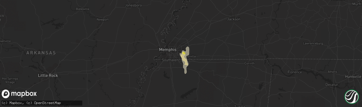 Hail map in Germantown, TN on July 19, 2018