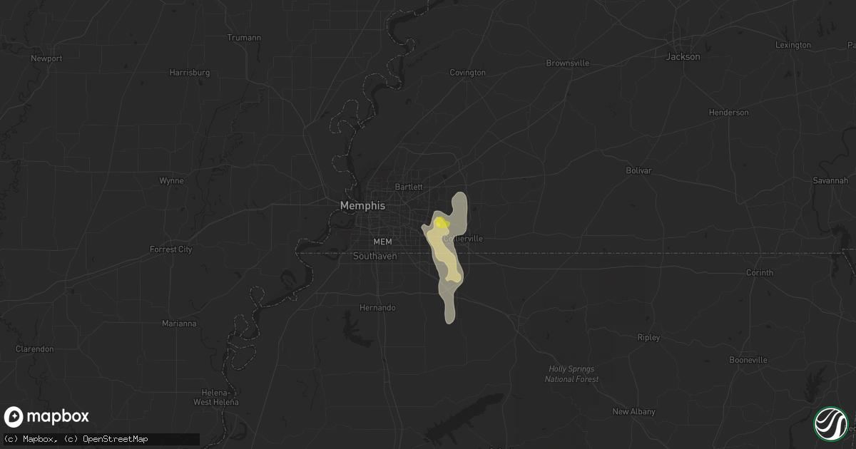 Hail map in Germantown, TN on July 19, 2018