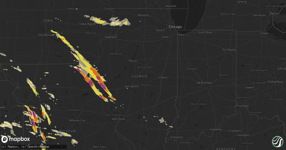 Hail map in Illinois on July 19, 2018