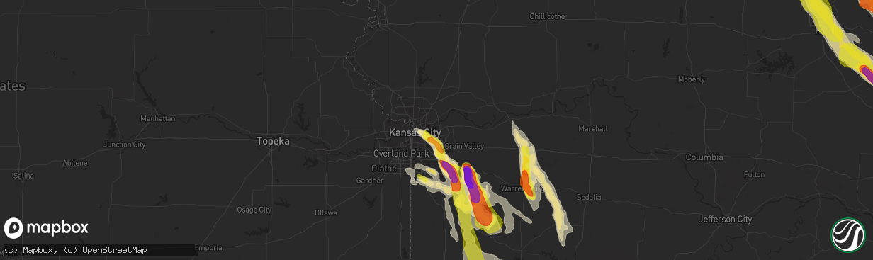 Hail map in Independence, MO on July 19, 2018