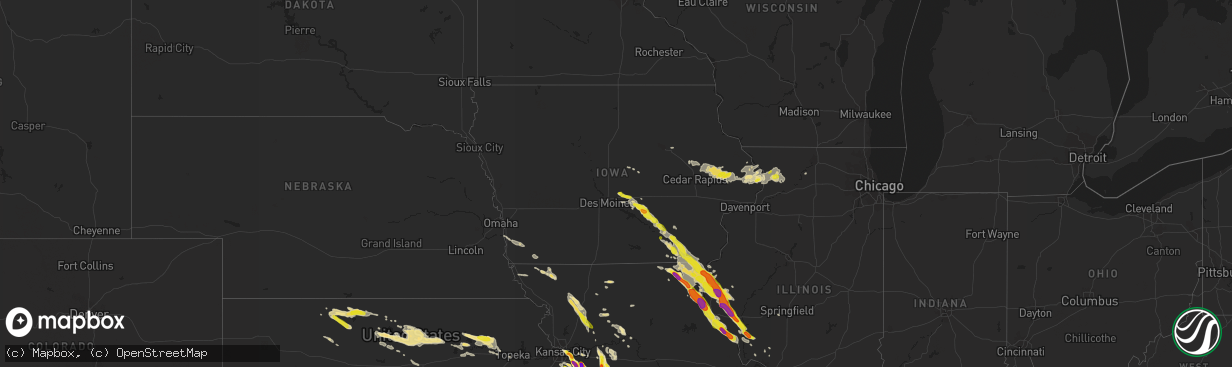 Hail map in Iowa on July 19, 2018