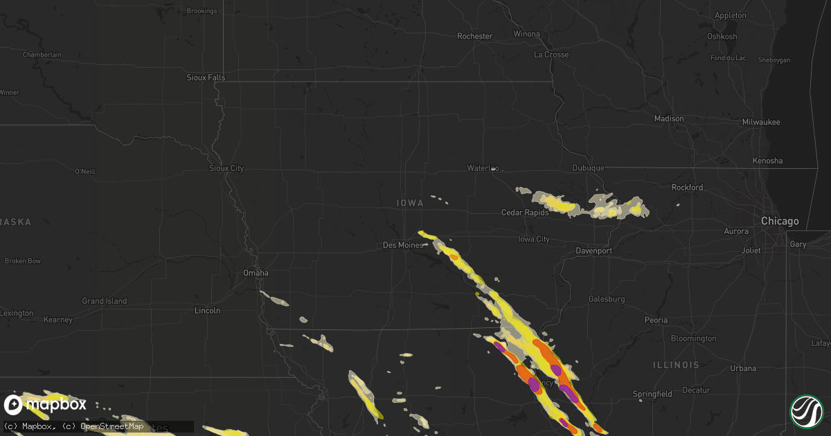 Hail map in Iowa on July 19, 2018