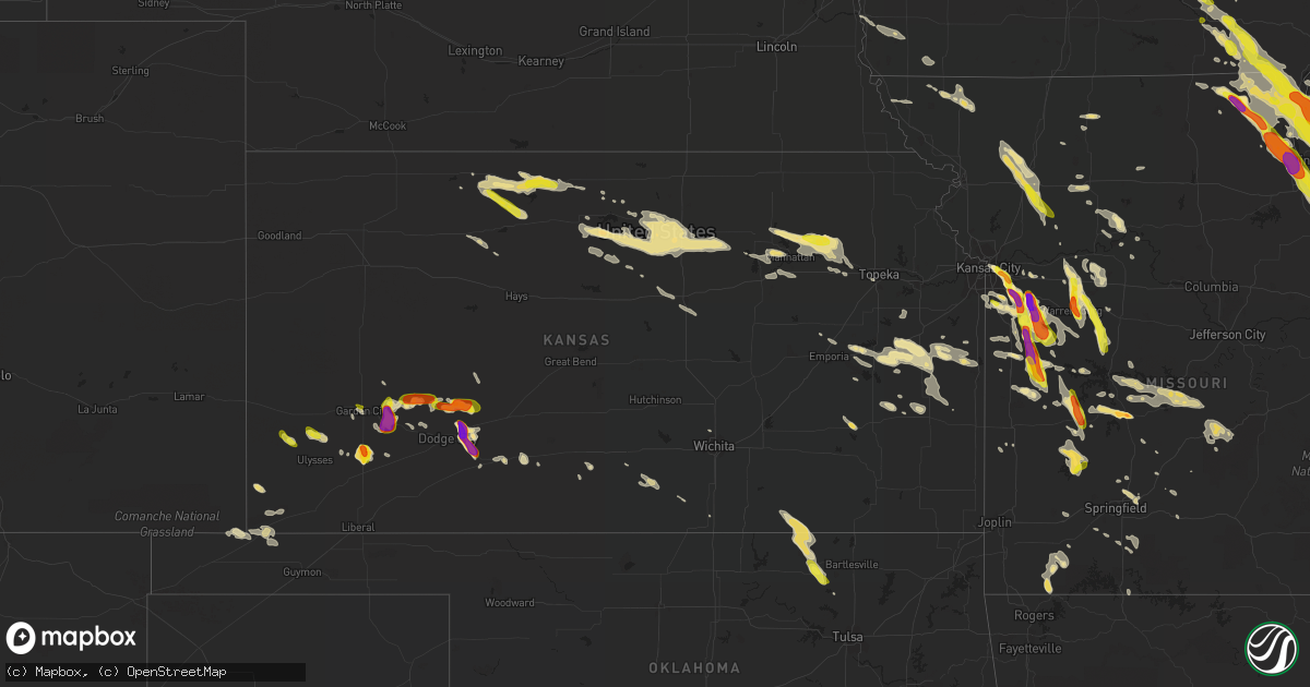 Hail map in Kansas on July 19, 2018