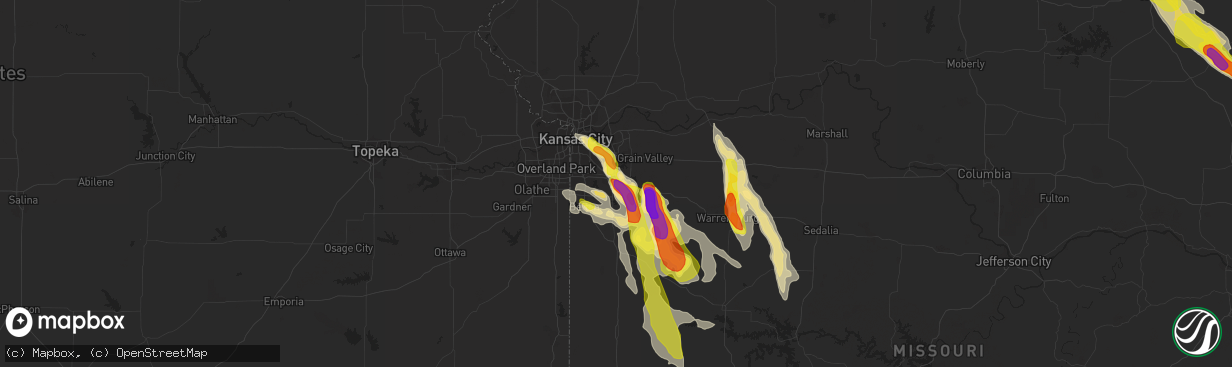 Hail map in Lees Summit, MO on July 19, 2018