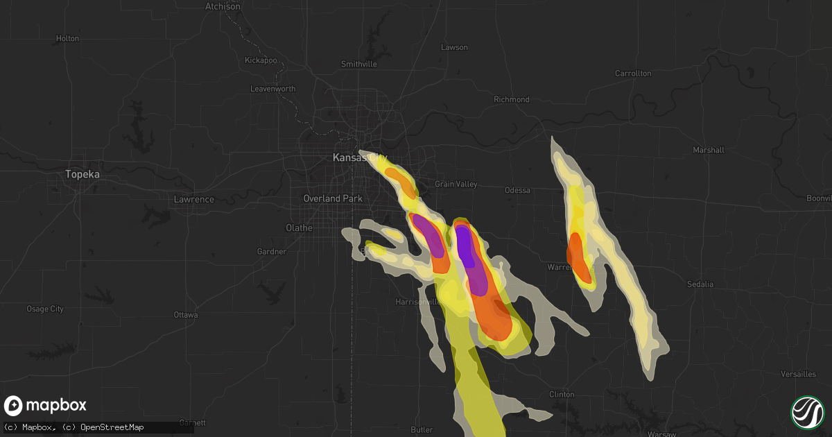 Hail map in Lees Summit, MO on July 19, 2018