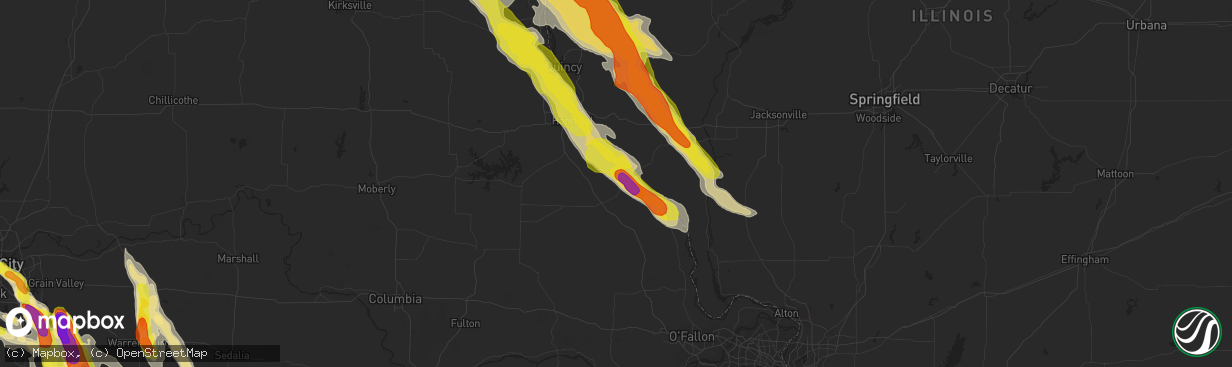 Hail map in Louisiana, MO on July 19, 2018