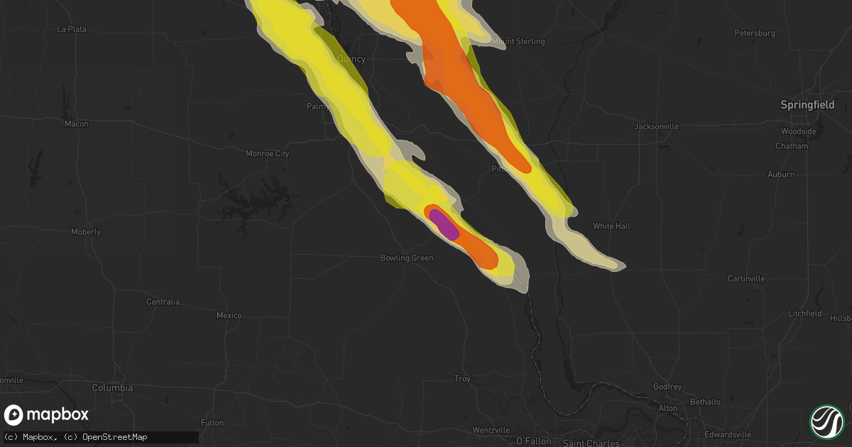 Hail map in Louisiana, MO on July 19, 2018