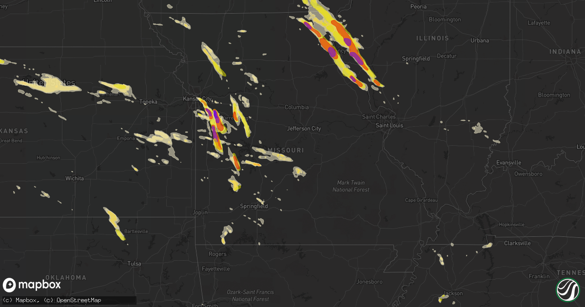 Hail map in Missouri on July 19, 2018