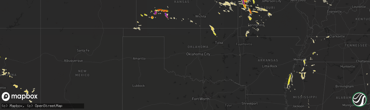 Hail map in Oklahoma on July 19, 2018