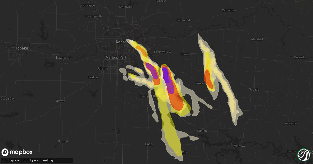 Hail map in Pleasant Hill, MO on July 19, 2018