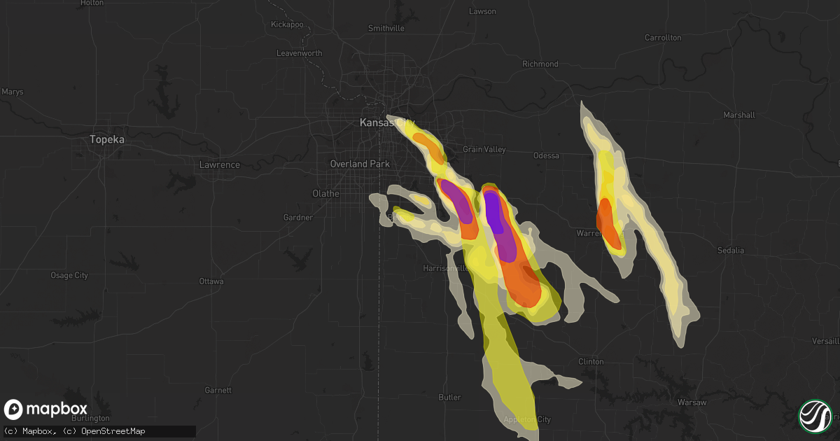 Hail map in Raymore, MO on July 19, 2018