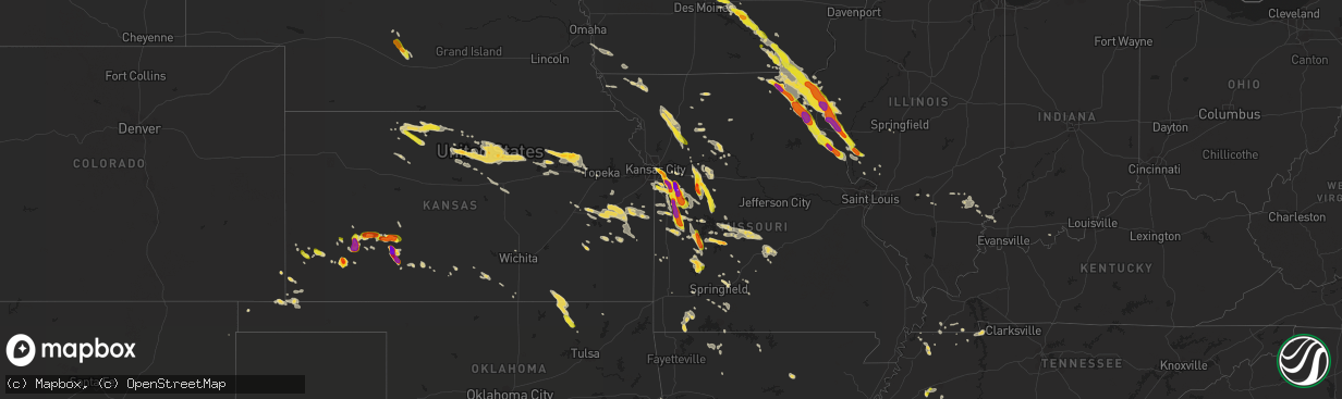 Hail map on July 19, 2018