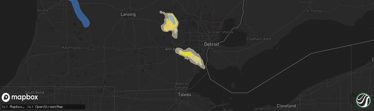 Hail map in Belleville, MI on July 19, 2019