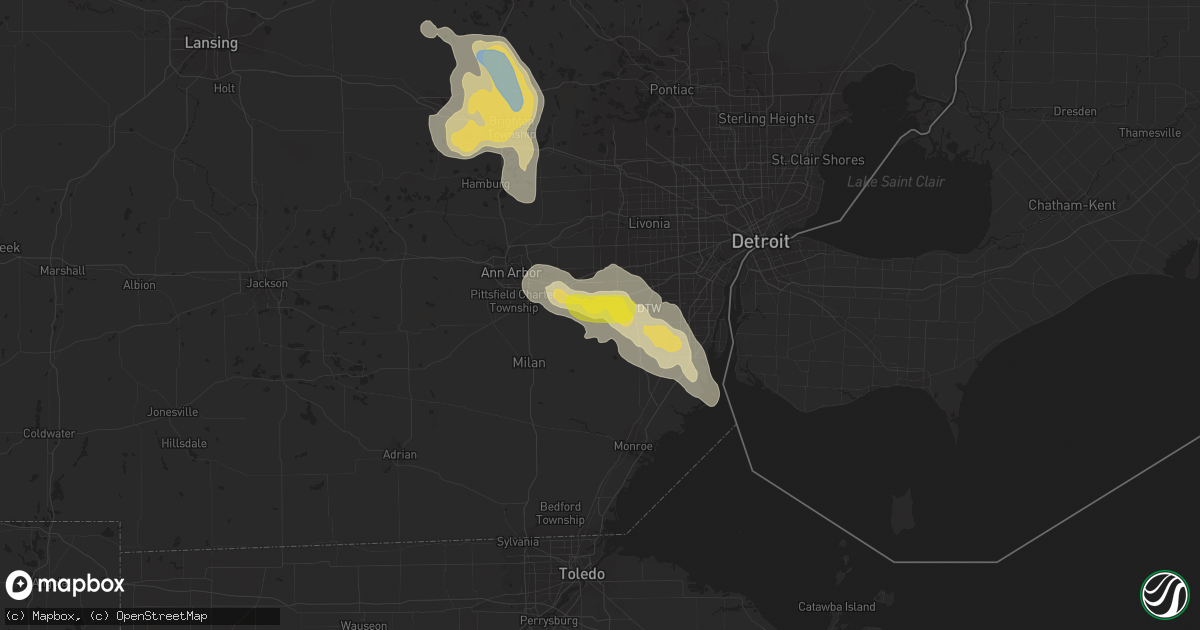 Hail map in Belleville, MI on July 19, 2019
