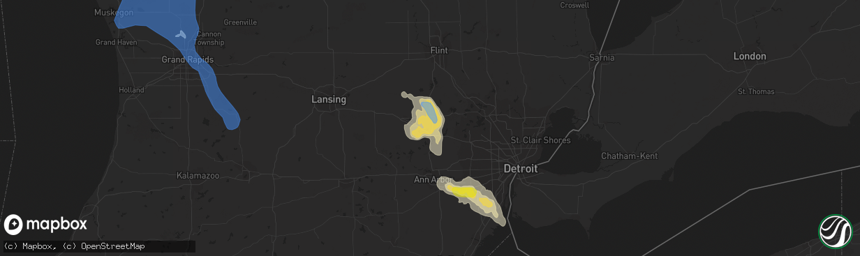 Hail map in Brighton, MI on July 19, 2019