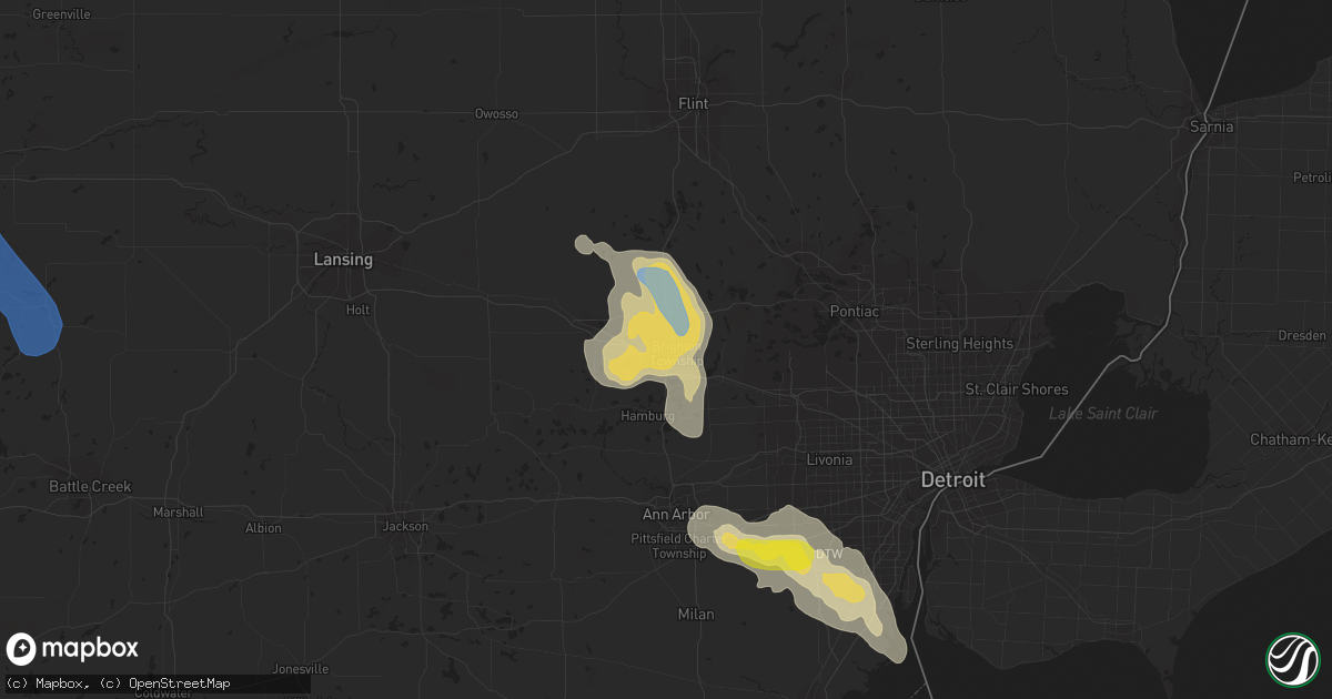 Hail map in Brighton, MI on July 19, 2019