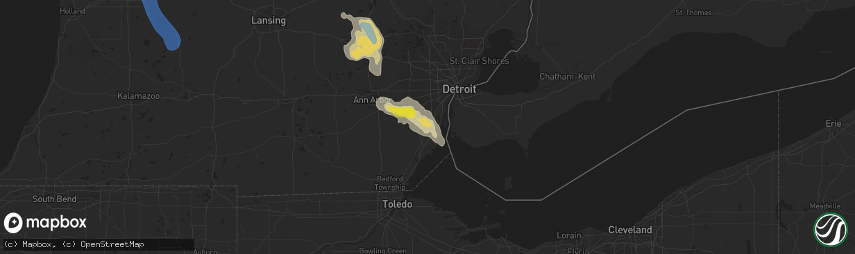 Hail map in Flat Rock, MI on July 19, 2019