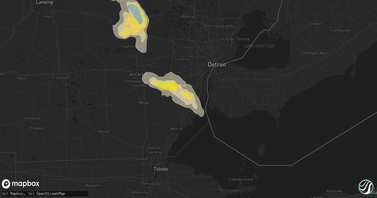 Hail map in Flat Rock, MI on July 19, 2019