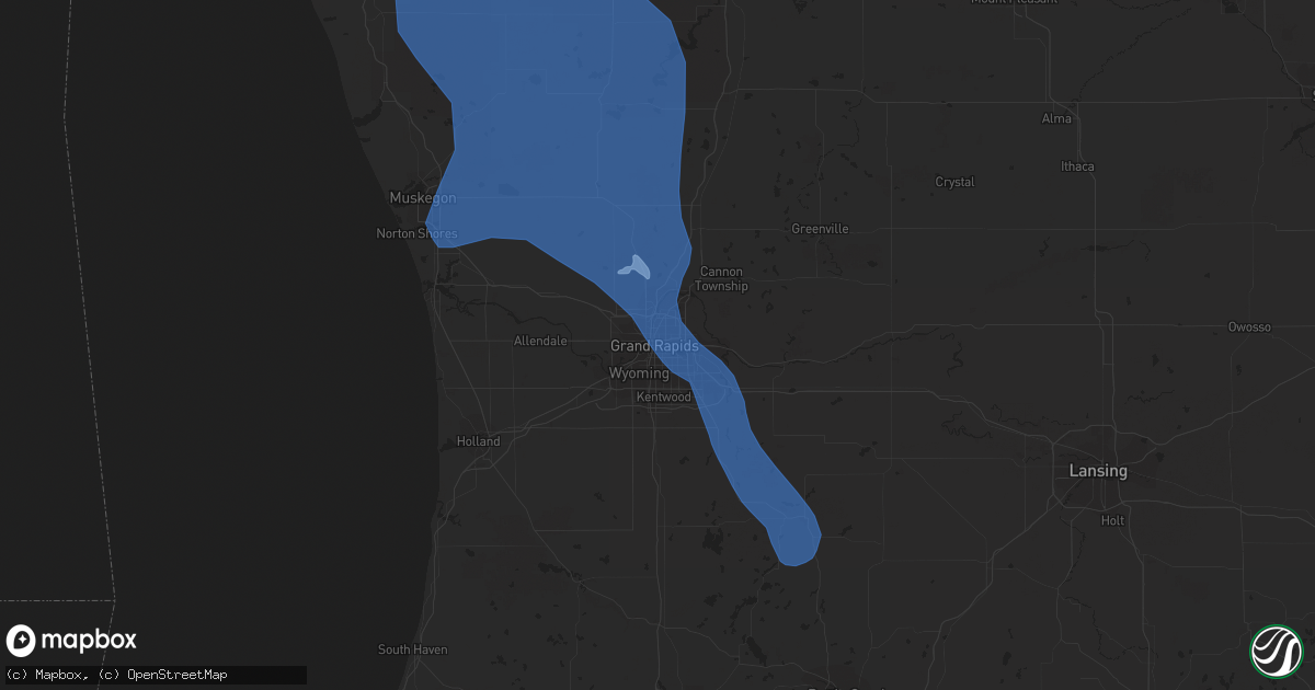Hail map in Grand Rapids, MI on July 19, 2019
