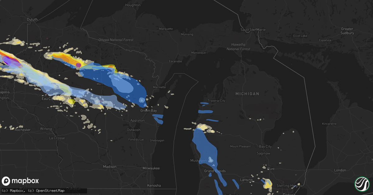 Hail map in Michigan on July 19, 2019