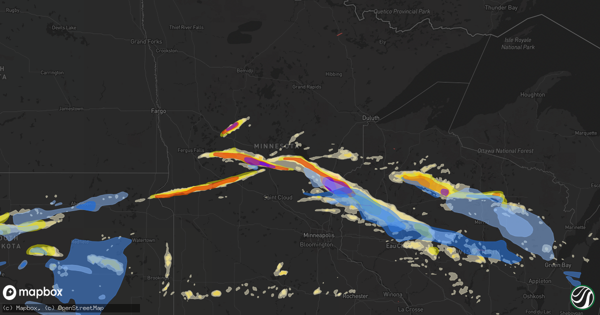 Hail map in Minnesota on July 19, 2019