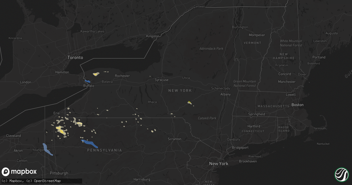 Hail map in New York on July 19, 2019