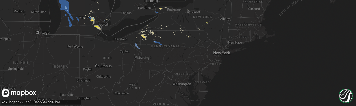 Hail map in Pennsylvania on July 19, 2019