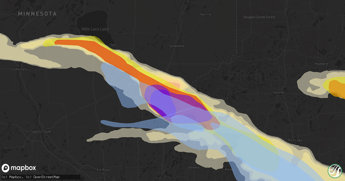 Hail map in Pine City, MN on July 19, 2019
