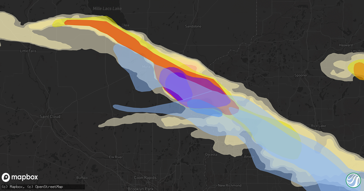 Hail map in Rush City, MN on July 19, 2019