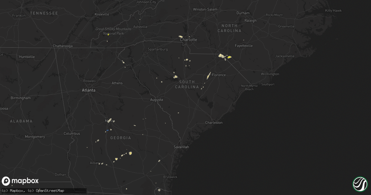 Hail map in South Carolina on July 19, 2019