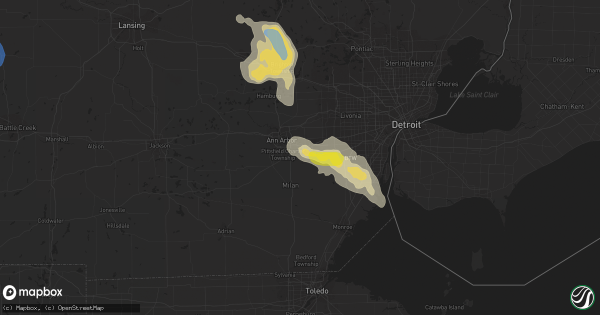 Hail map in Ypsilanti, MI on July 19, 2019