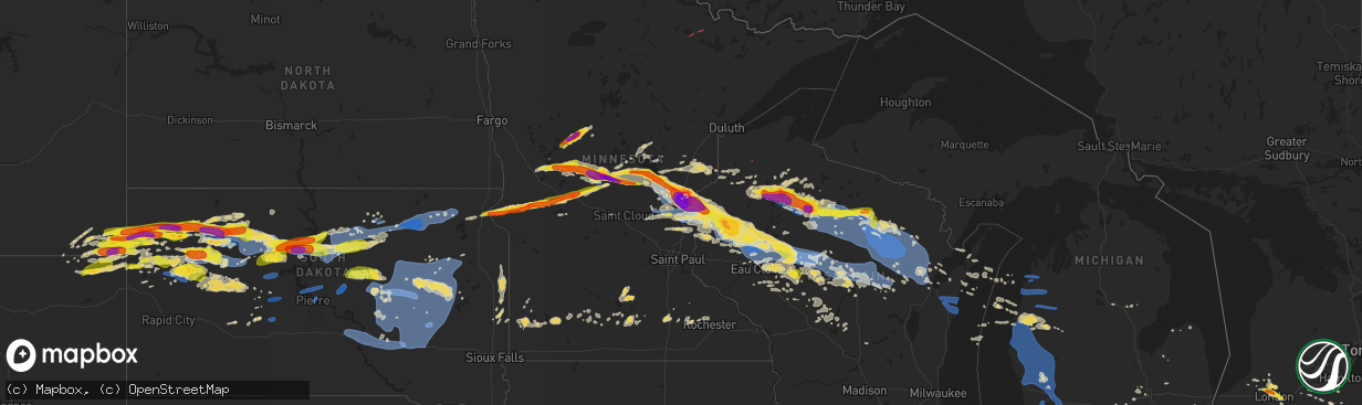 Hail map on July 19, 2019