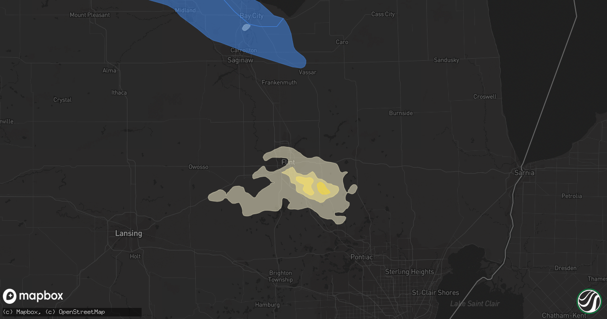 Hail map in Burton, MI on July 19, 2020